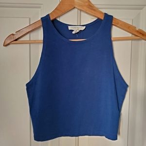 Navy Blue High Neck Crop Top (S)